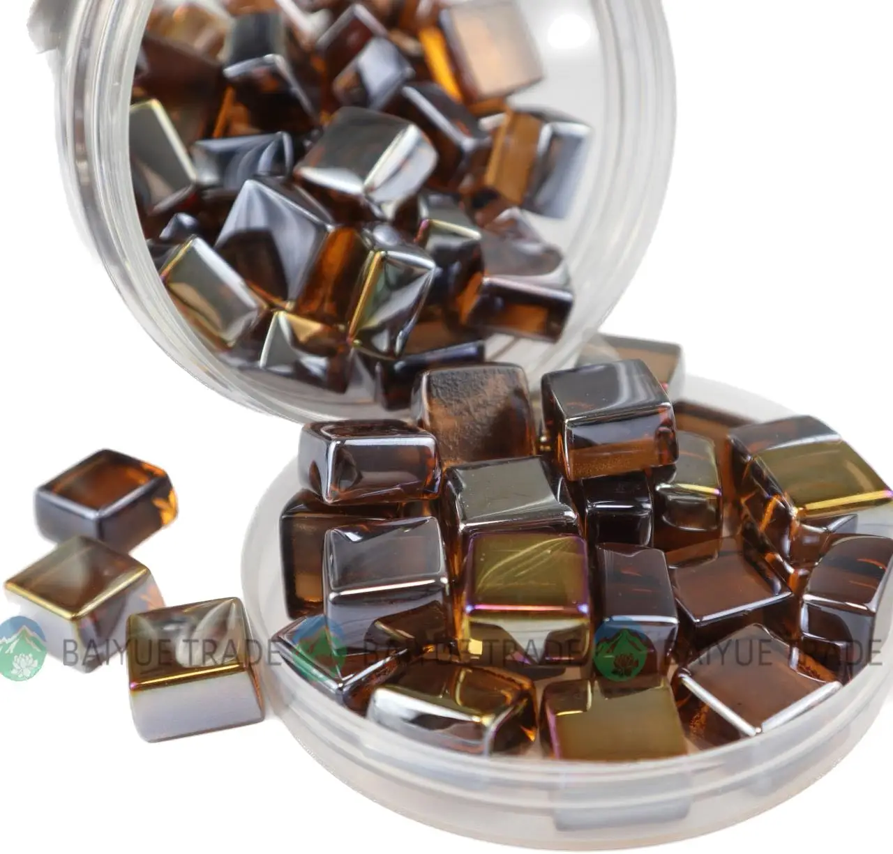 China Factories Direct Selling Square Glass Beads Fire Pit Glass Square Shot Glass  For Decorative