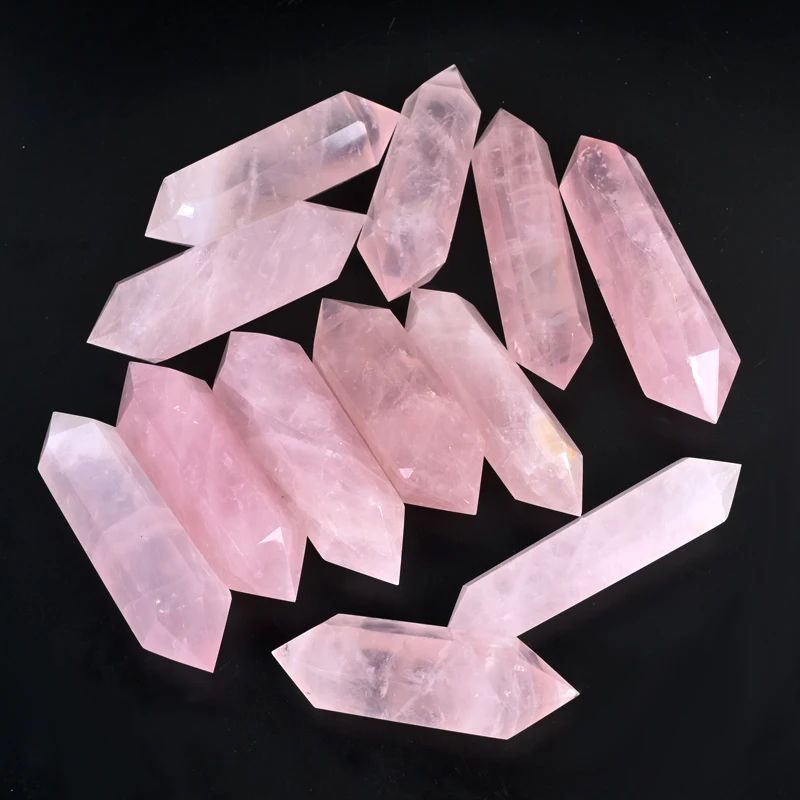 Wholesale High Quality Rose Quartz Natural Rose Quartz Double Terminated Rose Quartz Double Points Wand