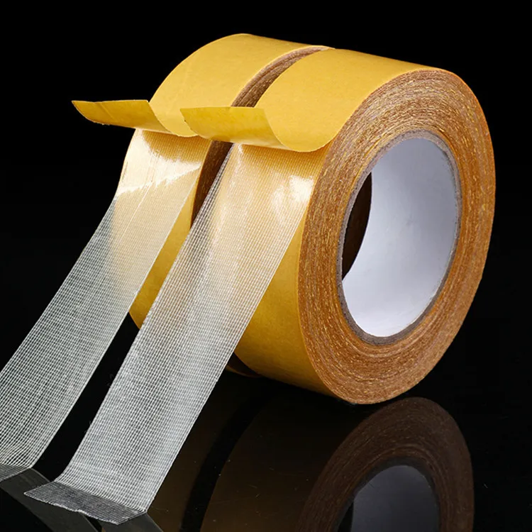 Synthetic Rubber 230MIC High Adhesive Double Sided Carpet cross Weave Fiberglass Mesh Tape