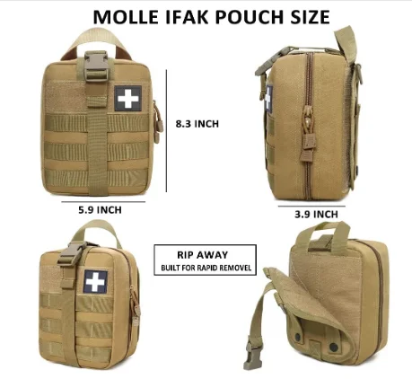 Ems Ifak Transport Assault Bag 1000D Molle Medical Kit Pouch Doctors Medical Tool Bag for Camping Hiking Travel