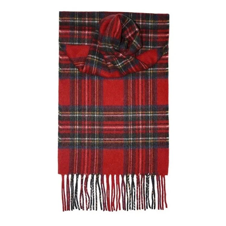 Custom Factory Winter Long Size Red Blue British Unisex Tartan Check Plaid Acrylic Blanket Scarf