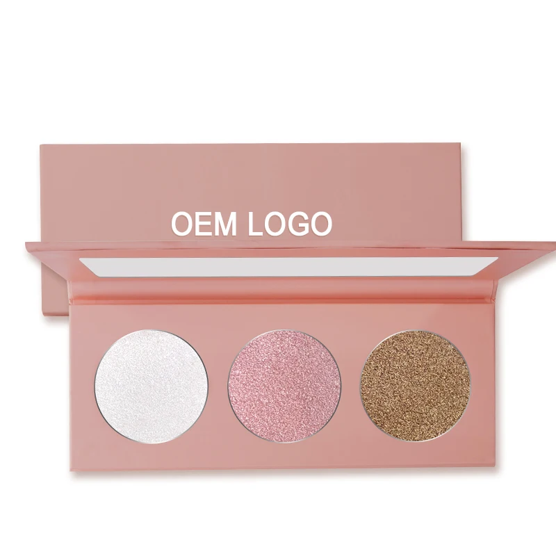 
New Face Makeup logo 3 Colors Highlighter Palette Private label bronzer highlighter palette 