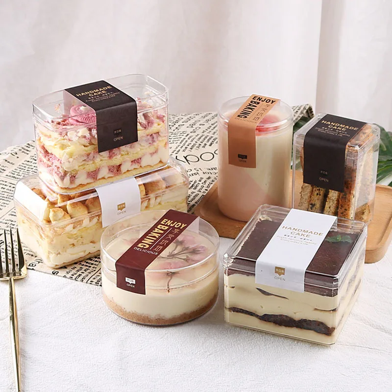 Wholesale Multi Sizes Transparent Circle Mini Cake Container Mousse Cake Box Plastic Clear Box With Lid