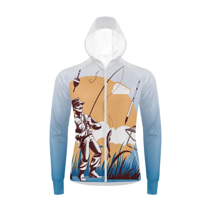 Hirbgod Mens  Long Sleeve Uv Sun Protection Fishing Shirts Outdoor Quick Dry Fishing Clothing Breathable Fishing Uniform