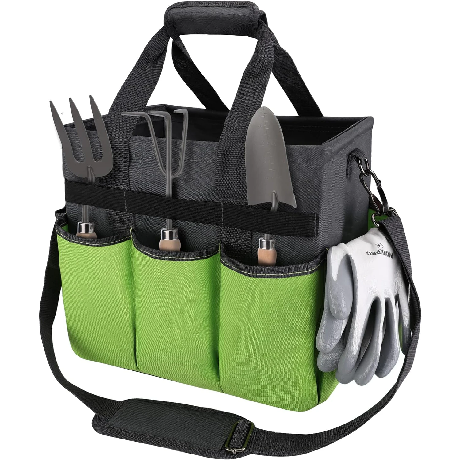 Garden Tool Bag Organizer, Heavy Duty Gardening Tote Bag with 10 Pockets, Garden Home Tool Kits Organizer