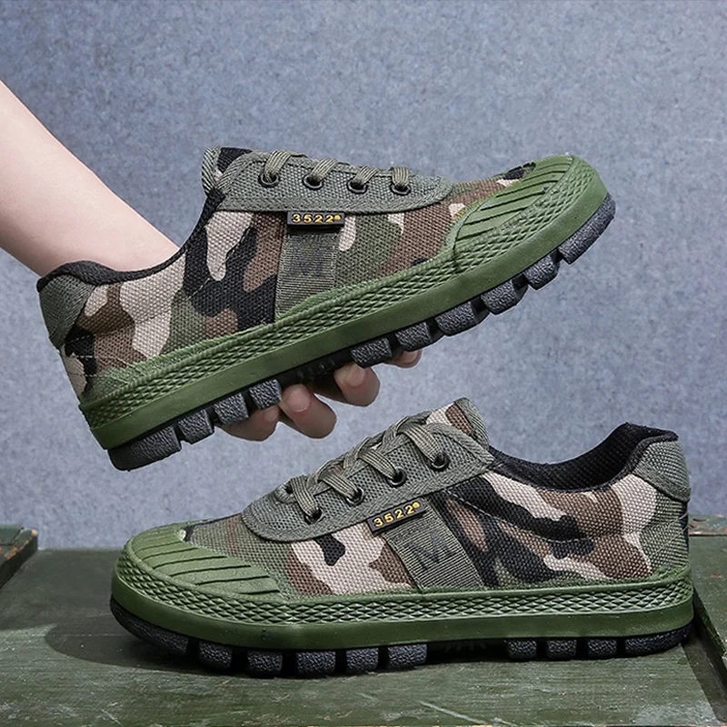 Wholesale Breathable Rubber Lace Up Canvas Green Shoes For Outdoor Construction Site Work And Farmers