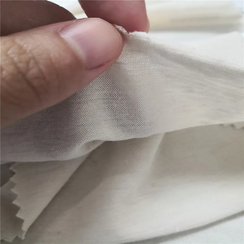 Hot sale cream color OCS 70%Organic cotton 30%hemp single jersey fabric for garment dye