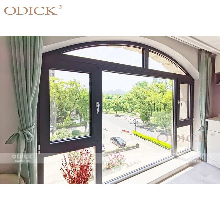 Arched Window Huge Aluminum Swing Graphic Design Stainless Steel Anti-theft Aluminum Alloy Horizontal Modern French Villa Louver