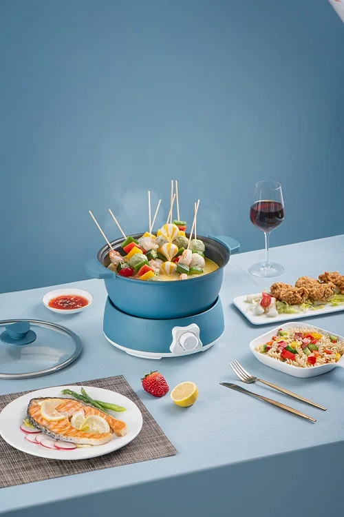 
Factory direct multi-function round electric skillet stainless steel electric hot pot 