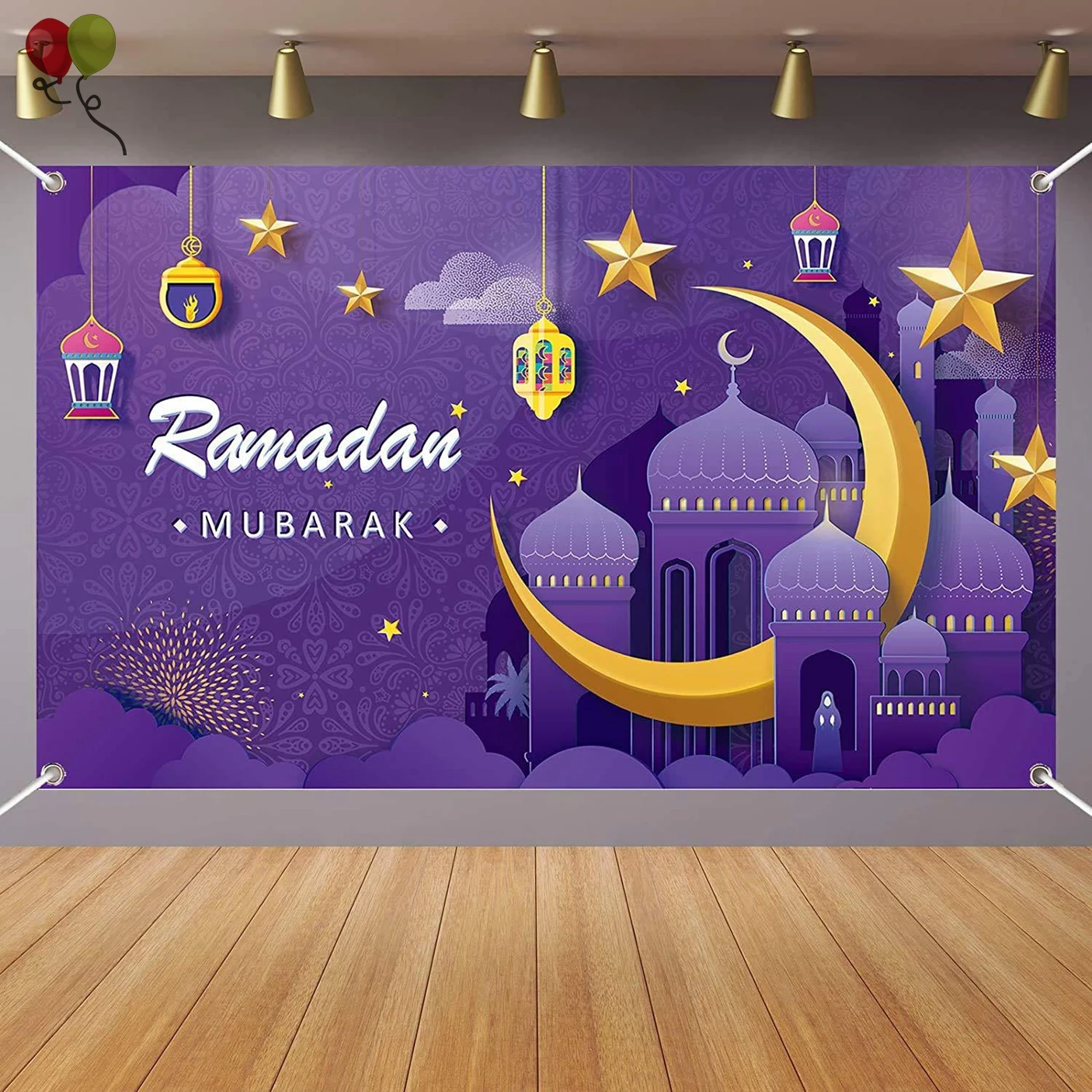 Eid Mubarak Decorations Fabric Eid Mubarak Sign Backdrop Banner Muslim Ramadan Background Muslim Ramadan Supplies KD1709