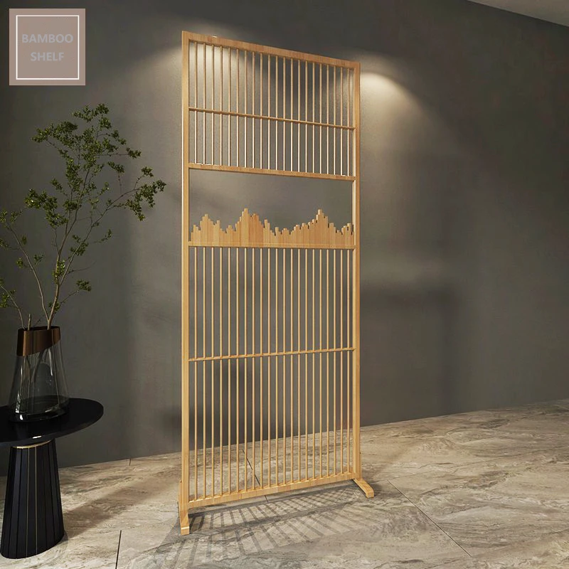 Natural color wood Folding screen wall mounted hanging room divider