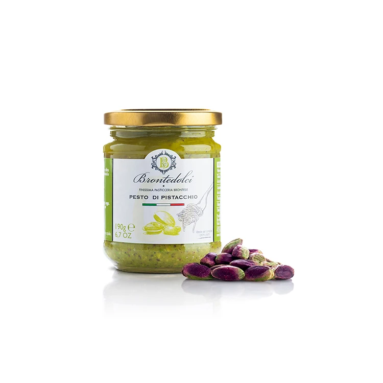 
Top Quality Pistachio Pesto Sauce Made in Italy in glass jar 190g for export 