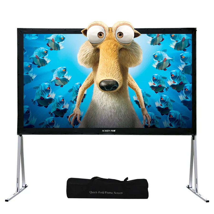 SCREEN PRO 144 Inch Fast Fold Projection Screen With Portable Stand Large Size Projector Screen for Indoor Outdoor Home Theater