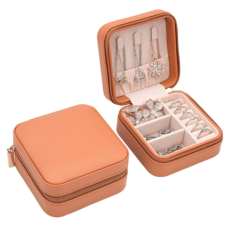 Wholesale Custom Zipper Organizer Jewelry Travel Hard Vintage Boxes Jewel Royal Blue Necklace Velvet Storage Box