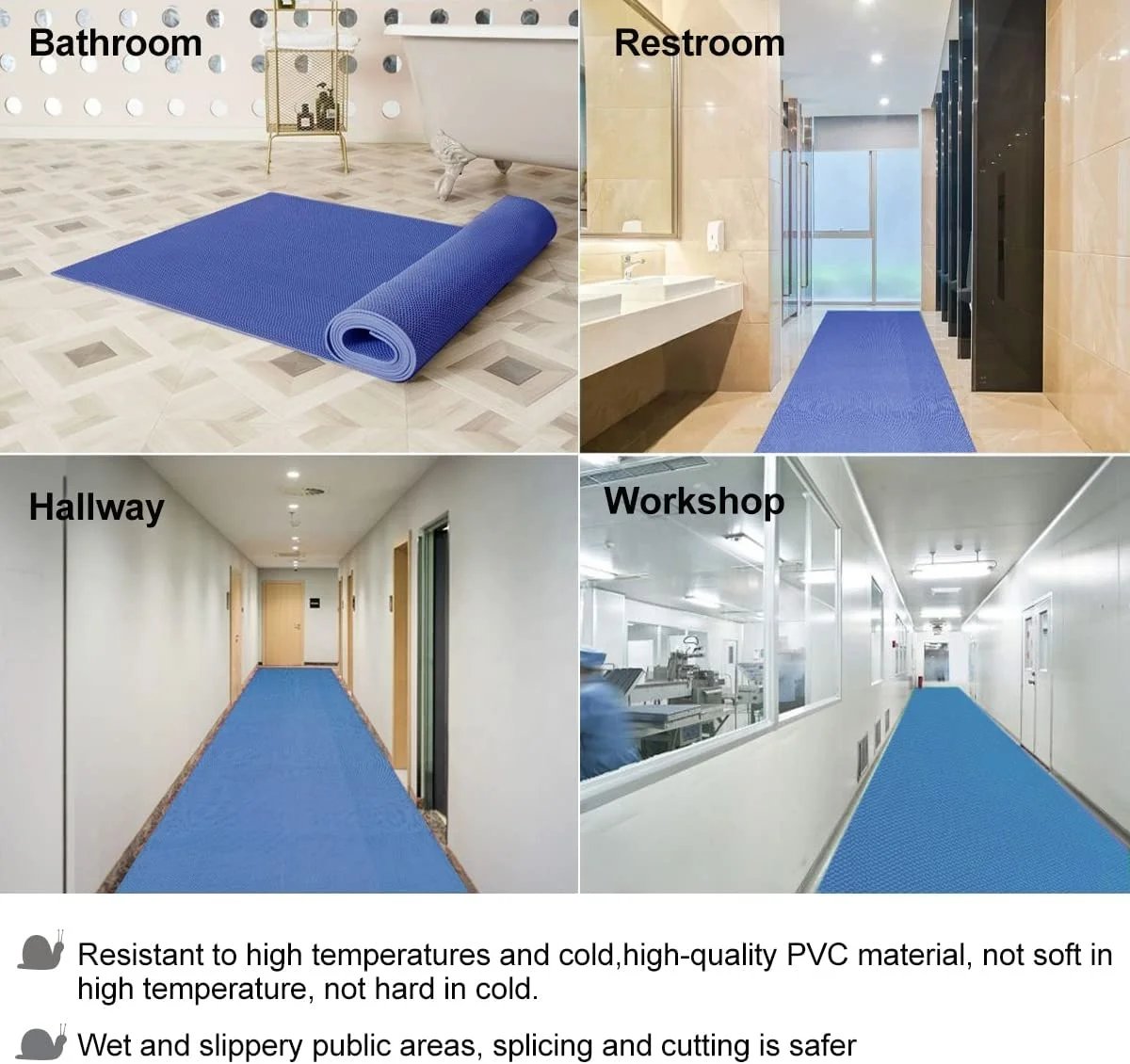 Commercial Anti Fatigue PVC Floor Wet Area Door Mat Bath Shower Floor anti-slip floor mat pvc s mat
