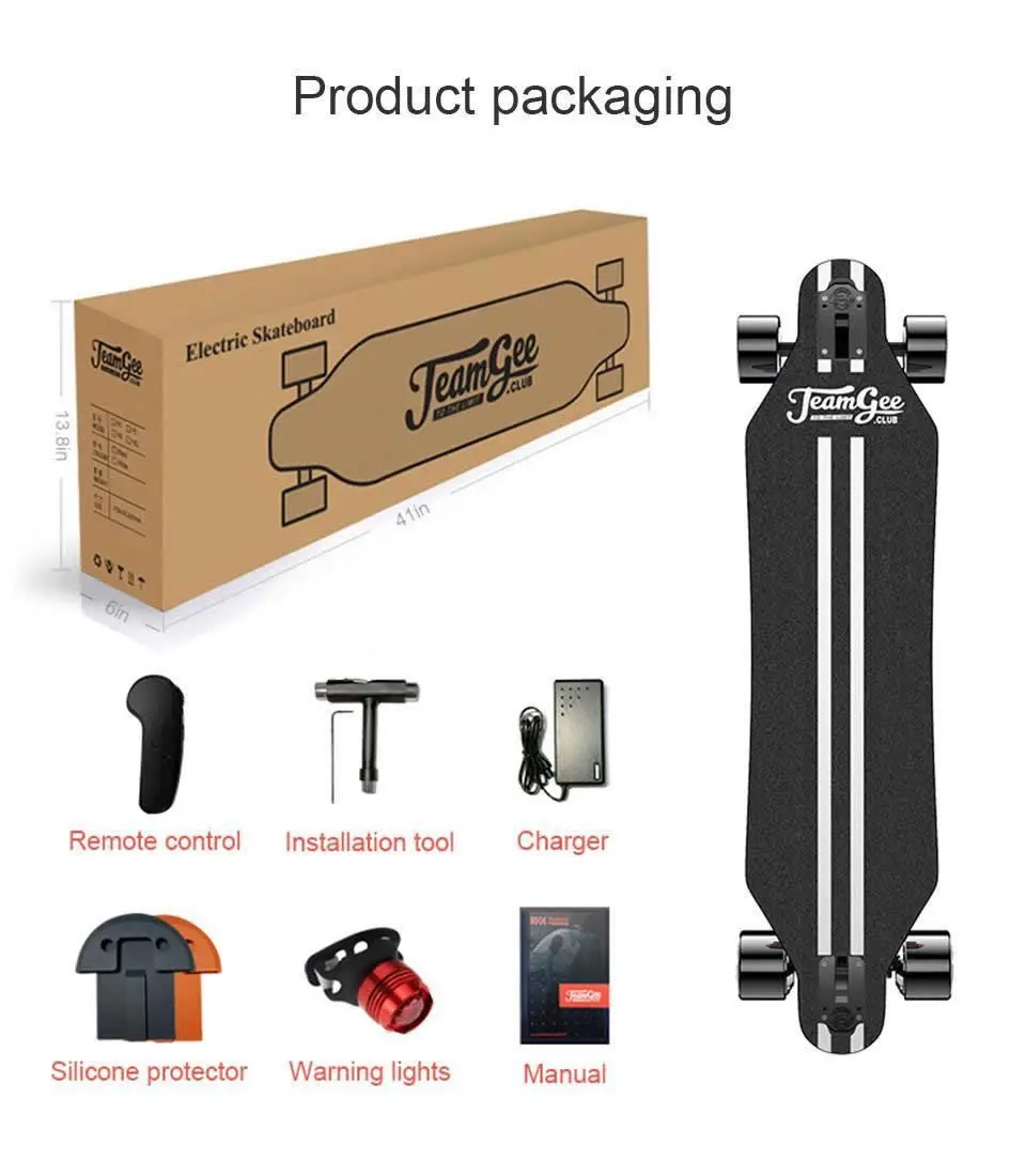 High Speed 380W*2 Motor Powerful 35KM/H Teamgee Electric Skateboard with 4 speed modes
