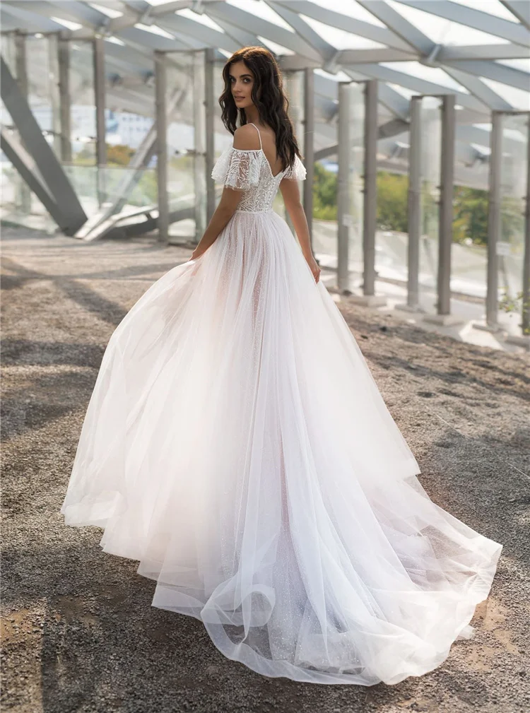 2021 New Large Size Knot Wedding Dress Slim Slimming Shoulders Fat Lace Flower One-Shoulder Female