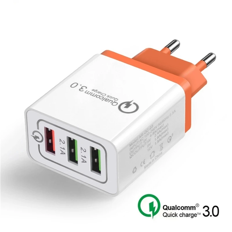  Быстрое зарядное устройство с 3 портами QC3.0 USB-устройство для зарядки телефона дорожное вилкой ЕС США