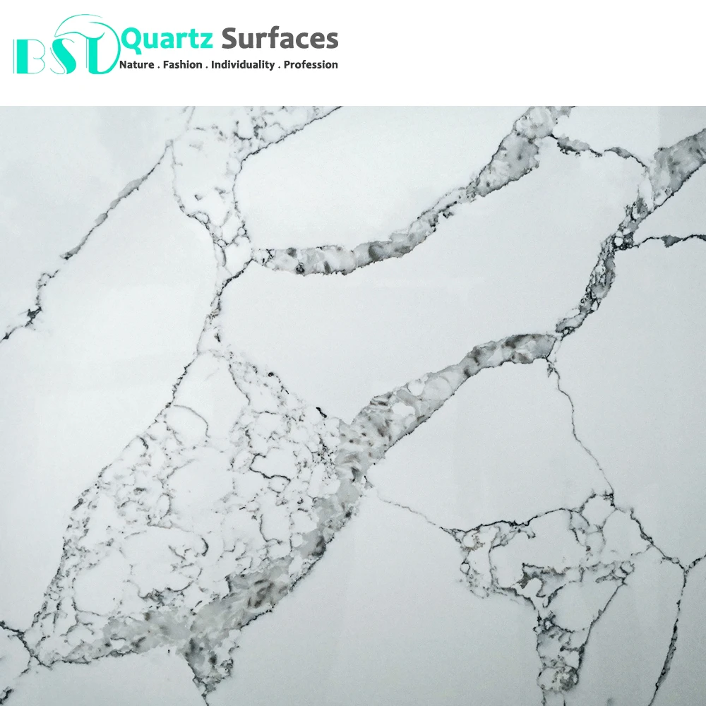 Fast Delivery Marble Look Calacatta Quartz Stone Slab at Bargain Prices