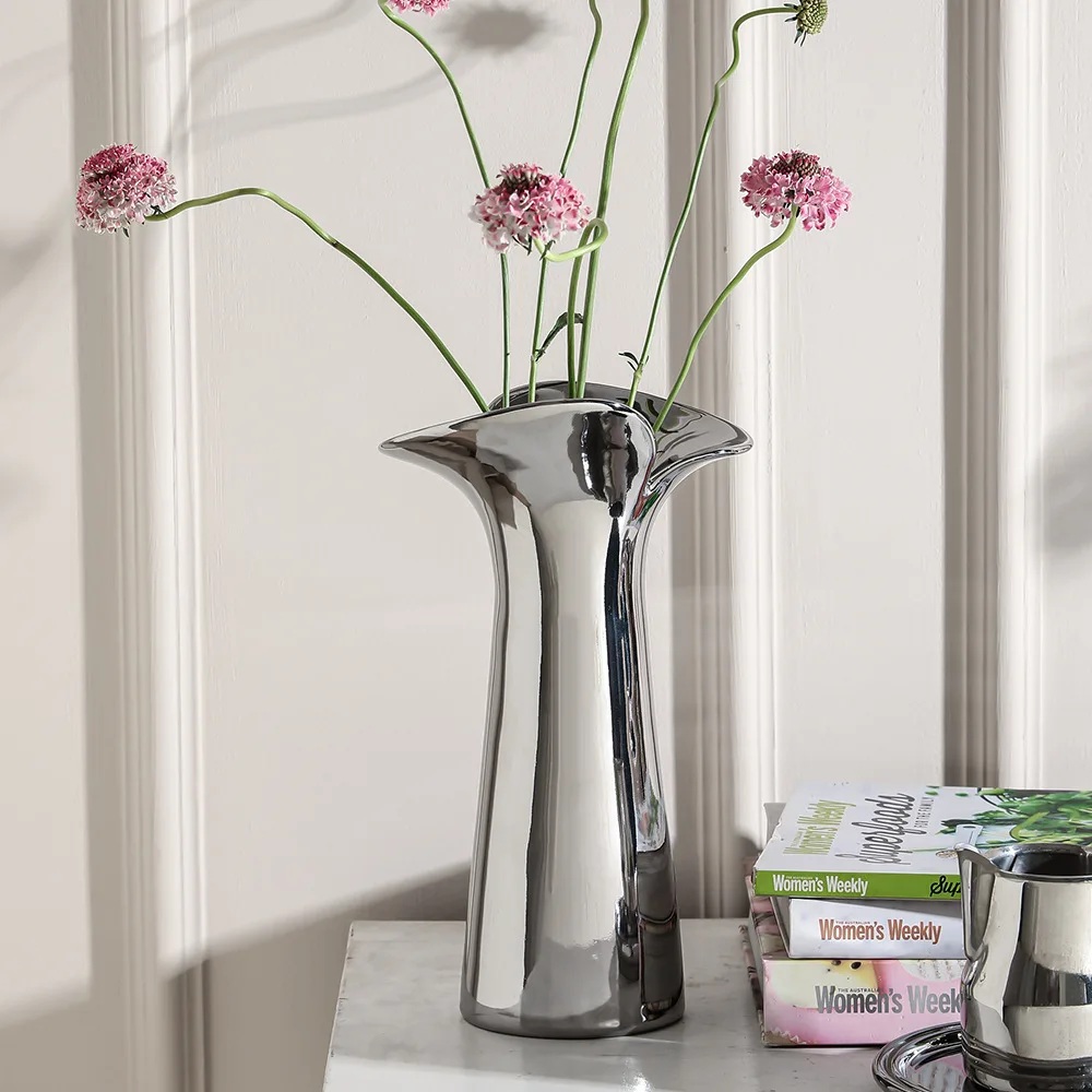 Home Interior Tableware Decor Home and Wedding Decoration Ikebana flower Italian Ceramic Bud Vase Black Wholesale