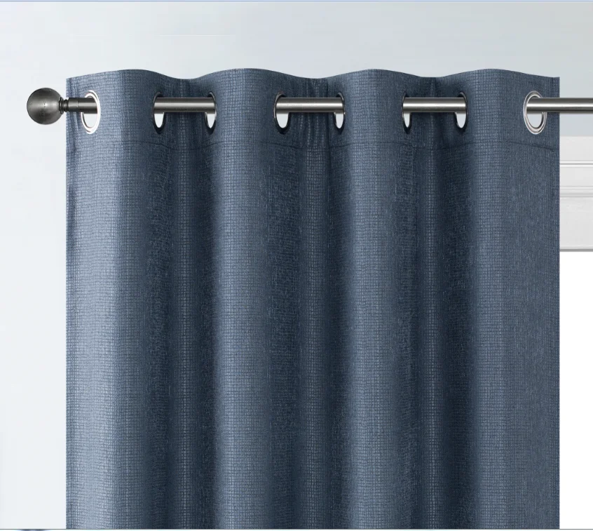 Panels Curtain Wholesale Product High Quality Fabric New 100% Polyester Three Layers with Black Yarn Flat Window 100 Pieces Rope