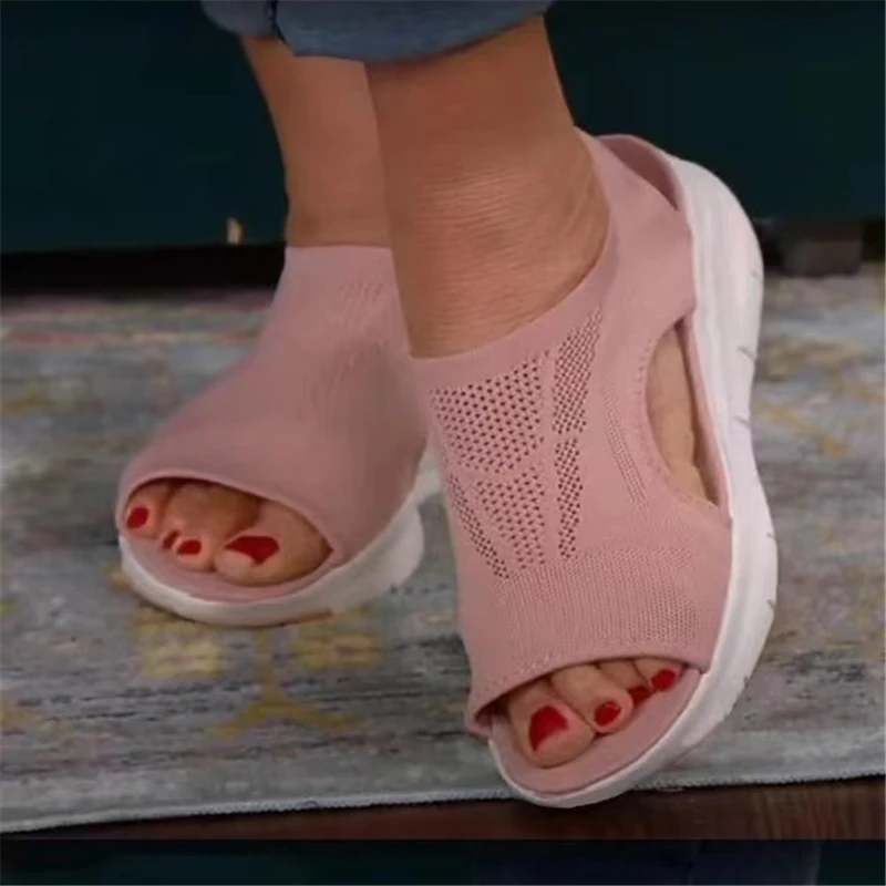 2024 New Arrivals Summer Flat Open Toe Wedges Platform Shoes Sandals For Women And Ladies