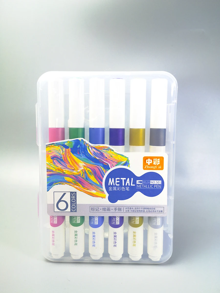 brush paint metallic marker pens in different suface
