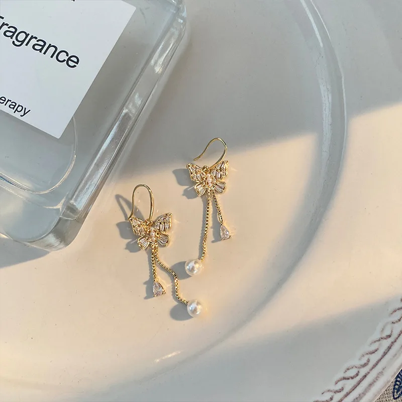 Best Seller New Trend Fashion Jewelry Flower Butterfly Gold Bow Dangle Drop Tassel Earrings For Women Girls