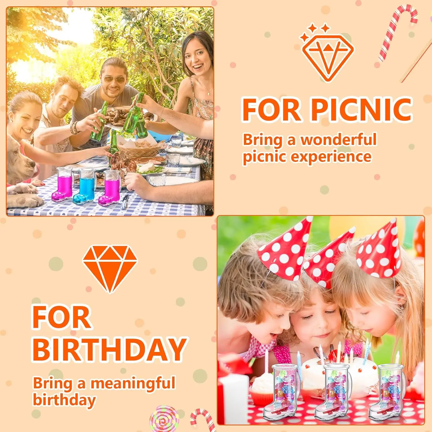 1.7 oz Cowboy Beer Boot Shot Glass Mini Glass Boot Funny Shot Glasses Heavy Base Shoe Drinking Glass with Handle for Party Gift