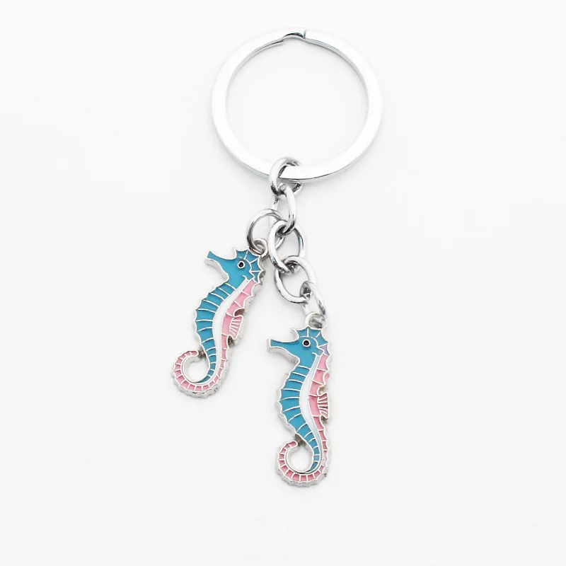 palm tree metal keychain Zinc Alloy dolphin turtle lobster fish keychain