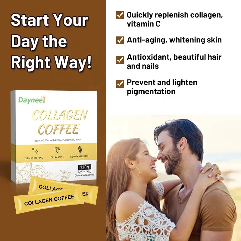 Private label Glow coffee vitamin c skin whitening collagen coffee with collagen