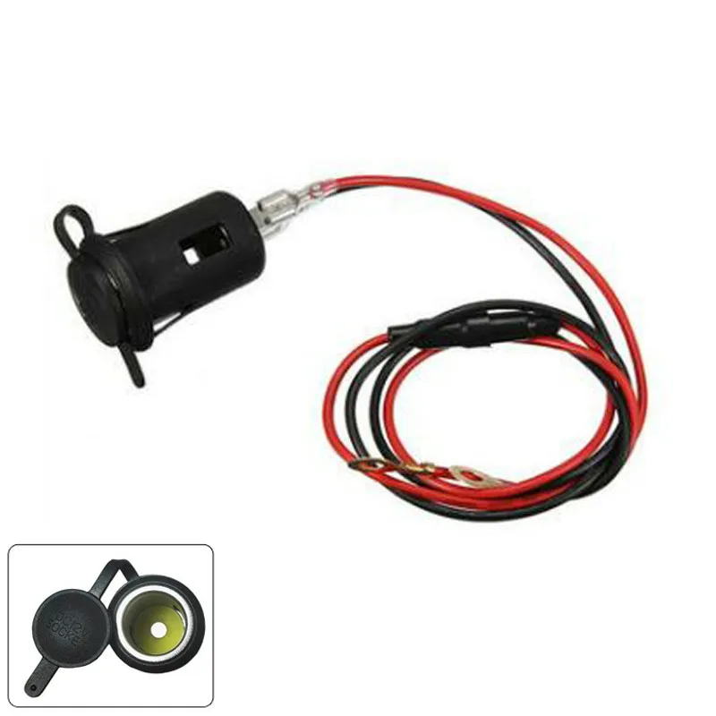 High Standard Car Cigarette Lighter Female Socket Connector With 60cm Wire 10A safety motorcycle socket Navigation GPS Charger