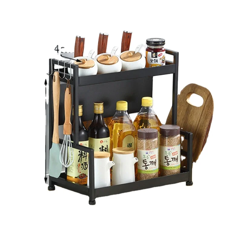 Kitchen free-standing spice jar storage holder rack stainless steel multi layer kitchen shelf spice jars with rack
