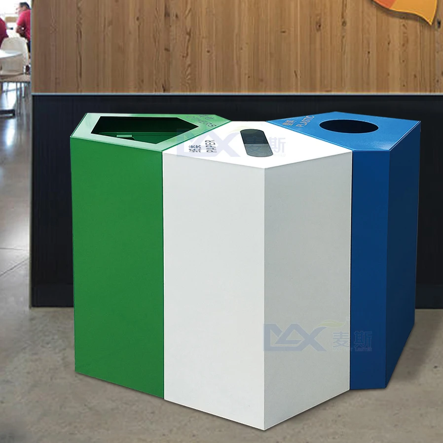 Government Use Green Waste Seperation Bin Sanitation Containers Classified Recycling Bin 3 Compartments