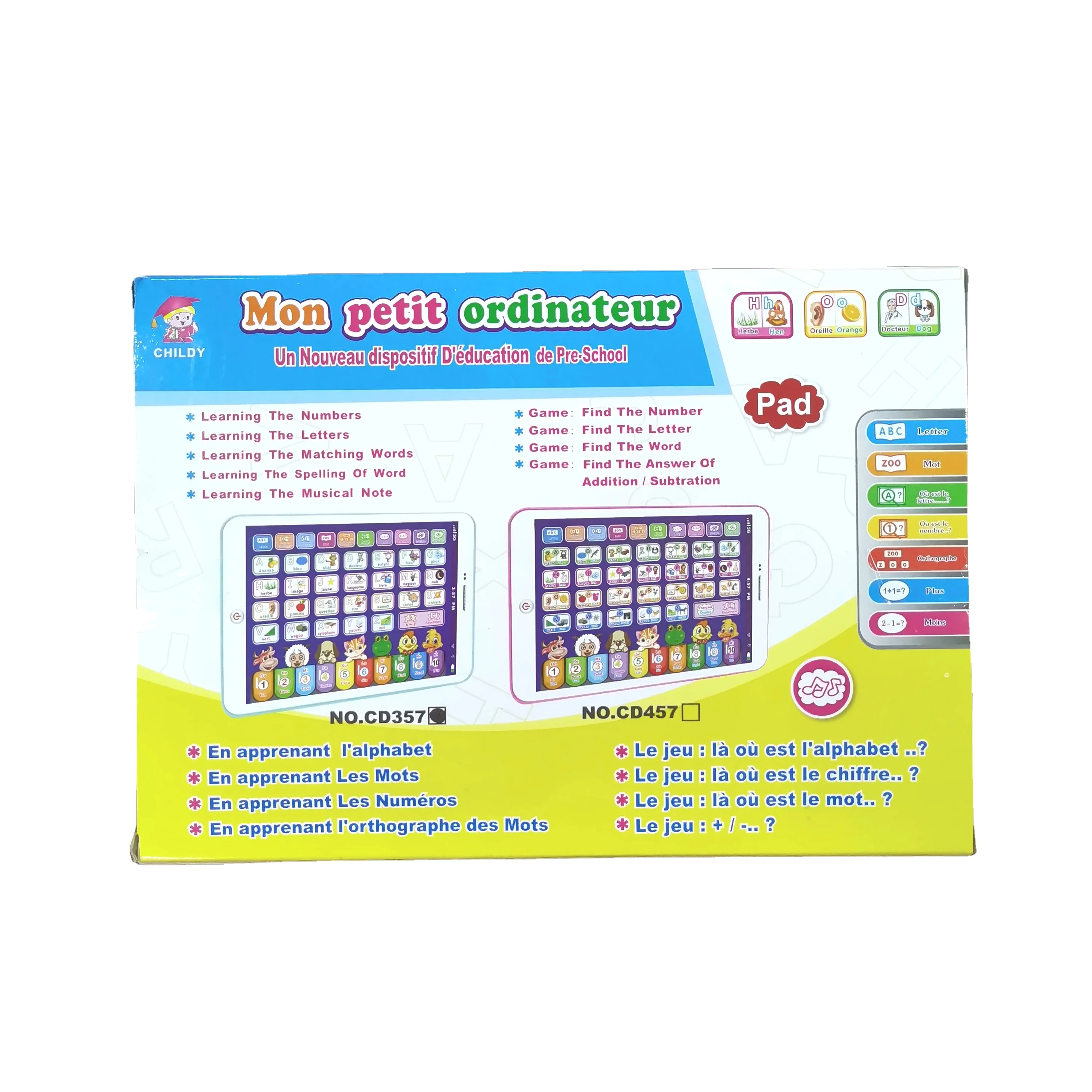 Wholesale New Educational Early Toy Mini Touch Tablet English French Russian Arabic for Children