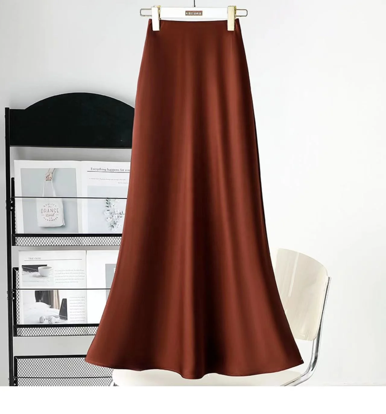 New 2024 Summer High Waist Slim French Vintage Satin Bread Hip Fishtail Women Long Skirt