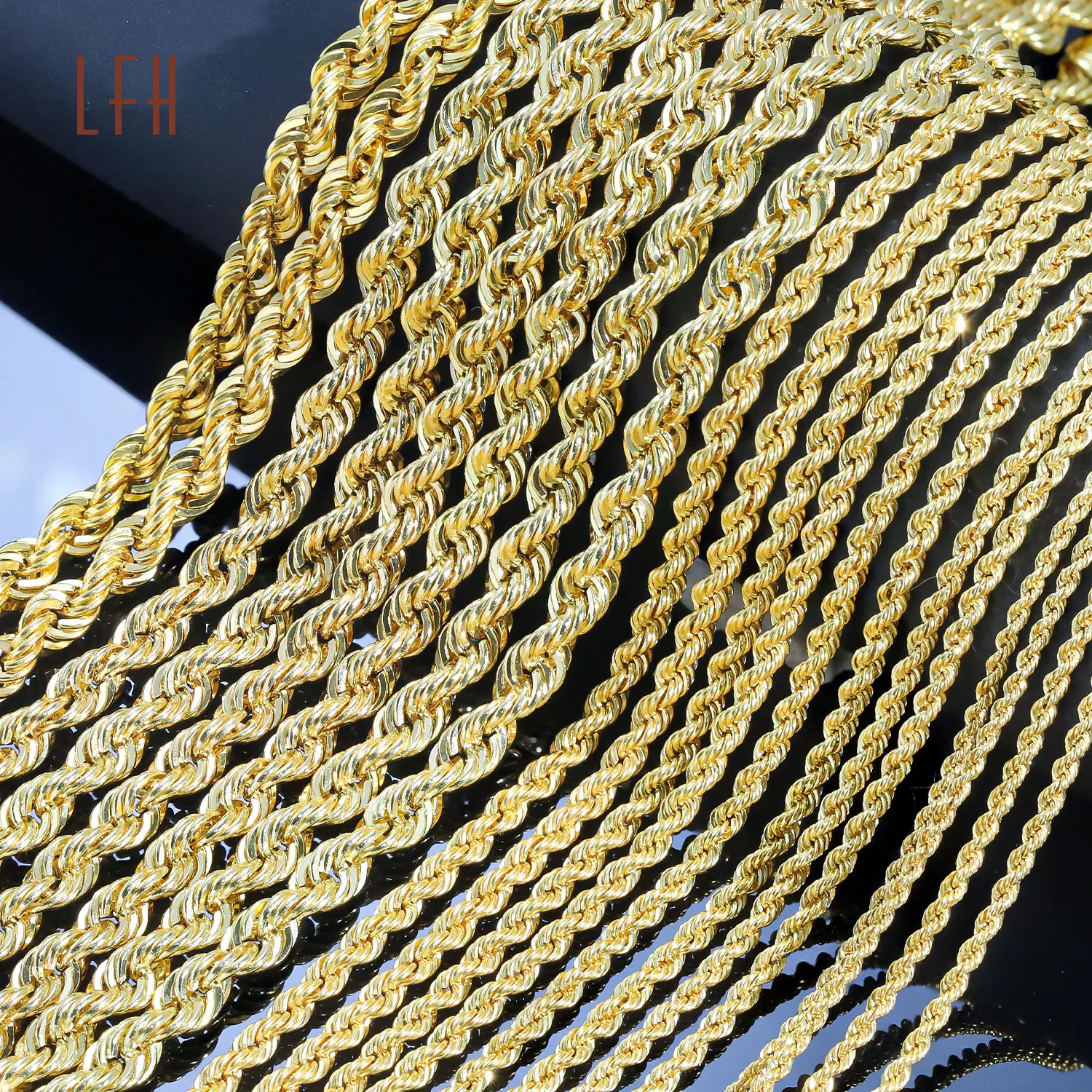 Bulk sale Twisted Link Rope Chain Au750  Jewelry Pawnable 18k Manufacturer saudi gold jewelry pawnable 18k 18k Real Gold Chain