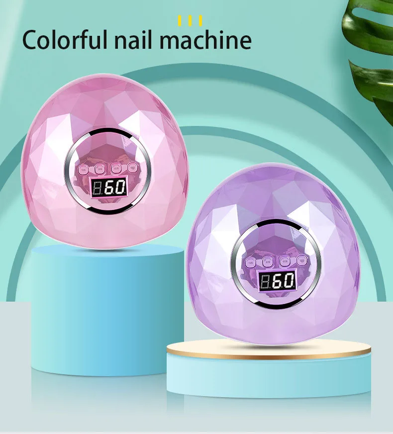Wholesale diamond holographic laser gel nail dryer lamp high powder 86w uv led nail lamp with 8 colors