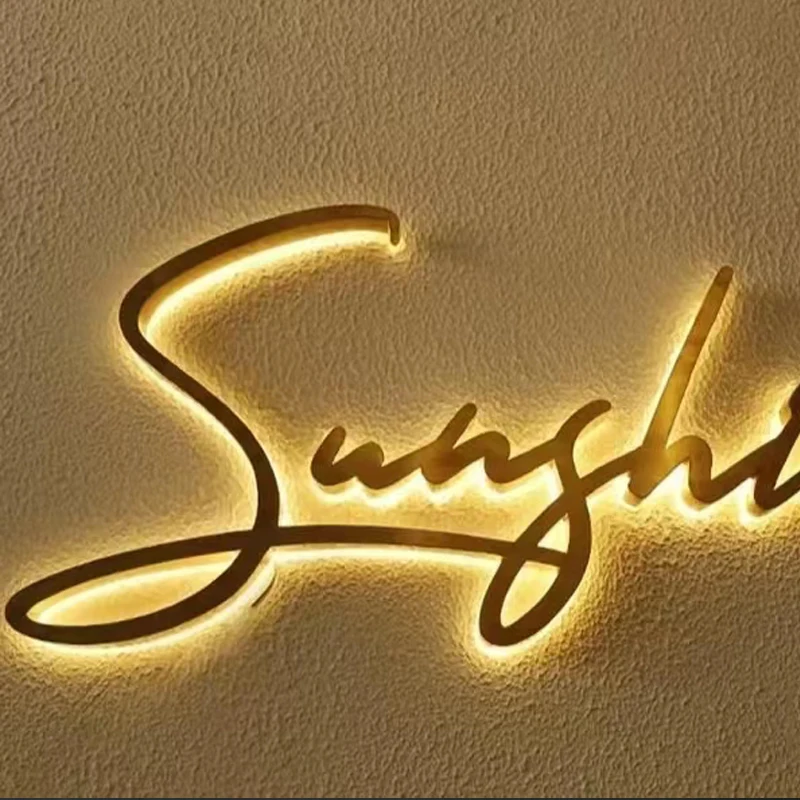 Gold Letter Sign 3D Stainless Steel Alphabet Signs Small Metal Letters Logo For Shop Wall Decoration