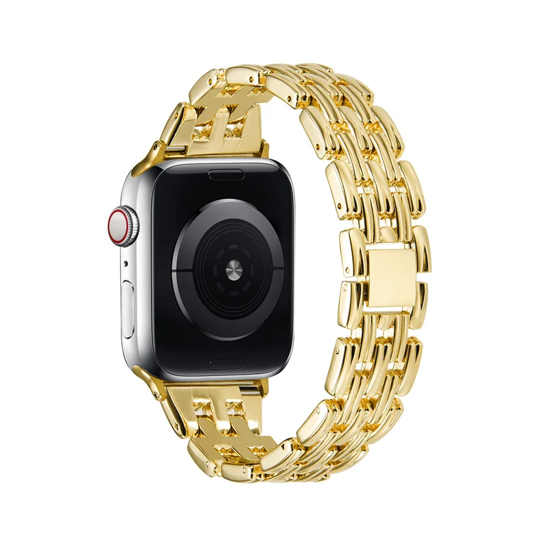 Women Bling Diamond Stainless Steel Metal Strap Chain luxury Bracelet Band For Apple Watch 44 42 40 38 mm iWatch Bands