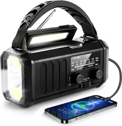 Wireless Waterproof LED Hand Crank Power Bank Generator Flashlight SOS Alarm Compass Solar Crank Emergency Radio