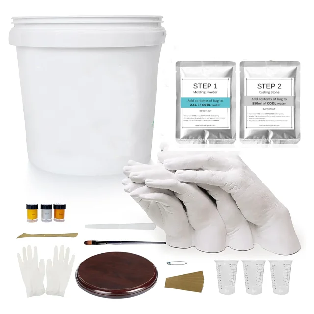 Hot sell DIY baby handprint for keepsake 3D hand casting kit adult kits plaster hand mold casting kit clay for family