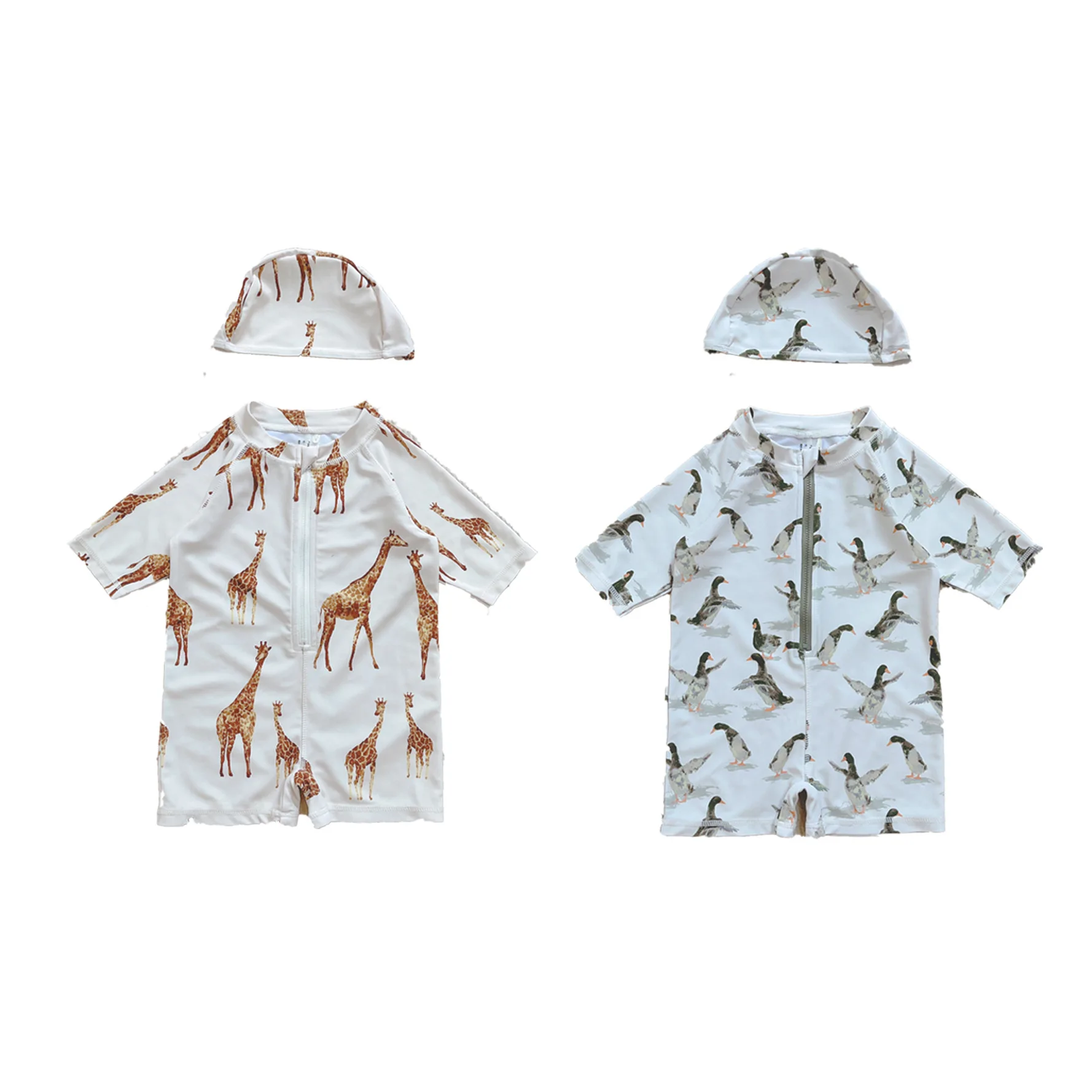 Wholesale Baby Girls Boys Swimsuit Toddler Cartoon Bathing Suit Long Sleeves One Piece Swimwear For Kids