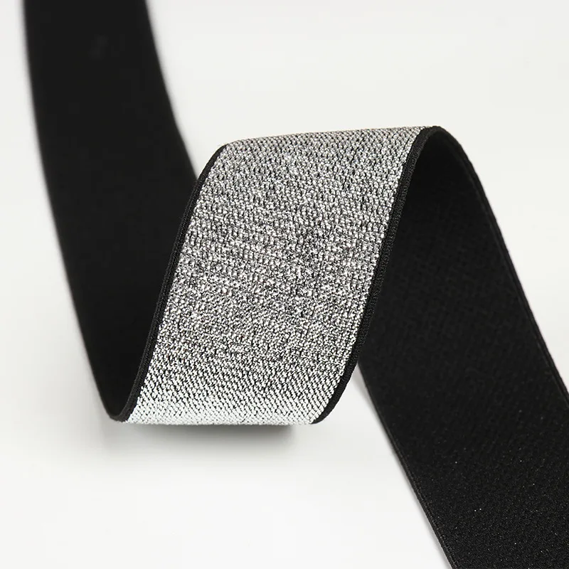 1-4cm 5cm Gold Silver Metallic Jacquard Elastic Band For Underwear Waistband Elastic