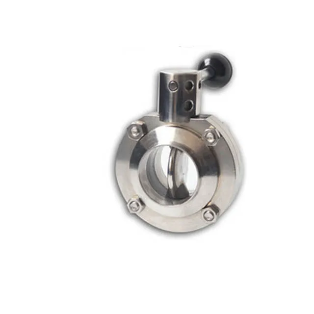 Stainless steel 304 316 sanitary food grade tri clamp ferrule  welding butterfly valve