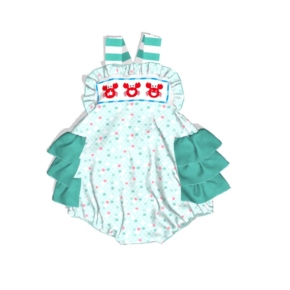 
Wholesale Remake Boutique Smoked Kids Clothing Girls Cotton Floral Printed Baby Girls Dress Designs 