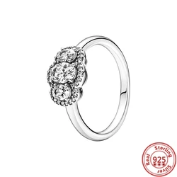 Fashion 100% 925 Silver Rings Sparkling Elevated Heart Row Of Zirconia Eternity Rings For Women Engagement Jewelry Anniversary