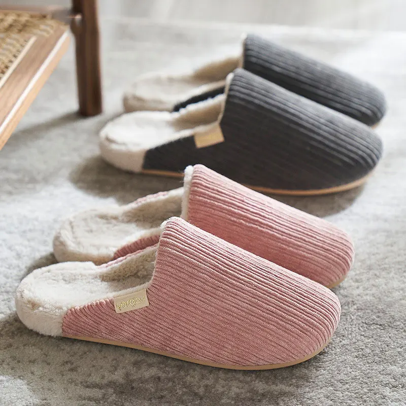 Fashion2024 Autumn Winter Keep Warm Shoes Women Casual Flat House Indoor Bedroom Home Cotton Comfortable Slippers TPR Outsoles