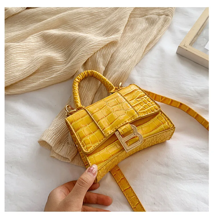 Новое поступление, миниатюрная кожаная сумка-тоут с узором под крокодила, новейшая Женская Ручная сумка, миниатюрная квадратная сумка через плечо под крокодиловую кожу для девочек