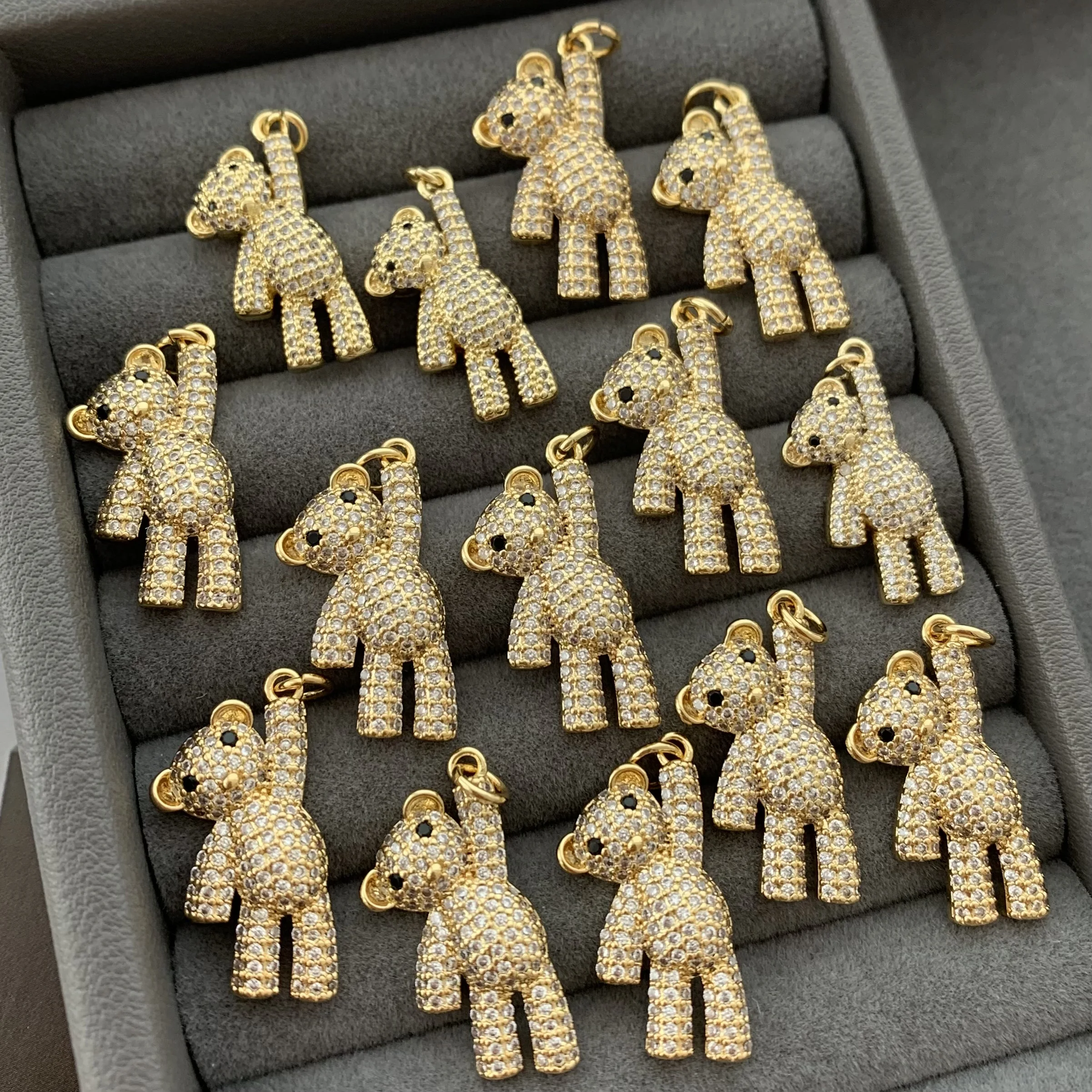 LS-B6227 Fashion gold pendants brass metal cute bear pendant as gifts for   kids diy accessories charms bulk
